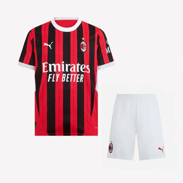 Camiseta AC Milan Replica Primera Ropa Niño 2024/25 Blanco